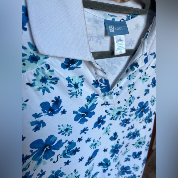 Vintage 1980 Koret Blue White Floral Collared Shirt Dress - Picture 5 of 6